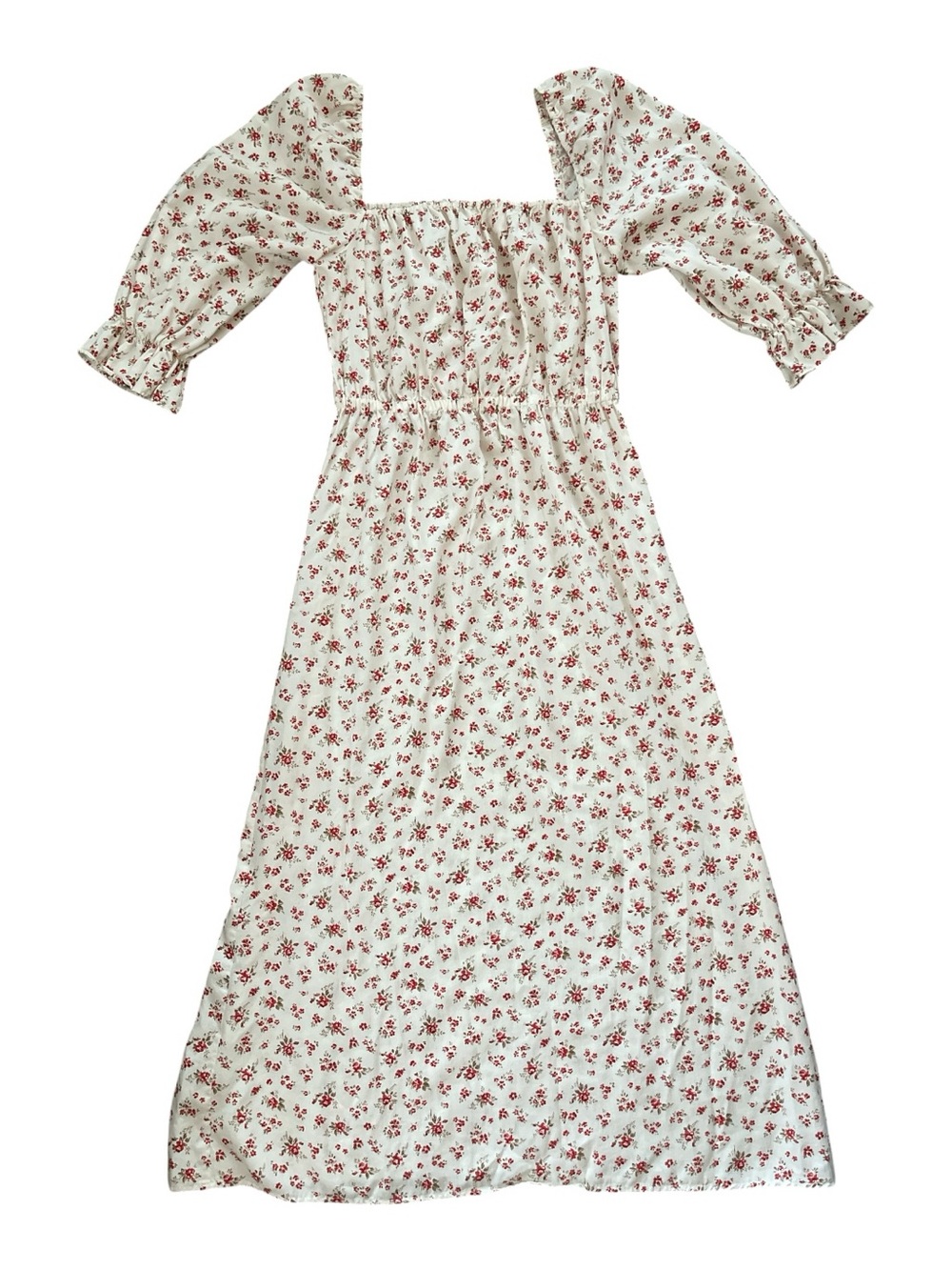 Reformation Floral Square-Neck Midi Dress Medium